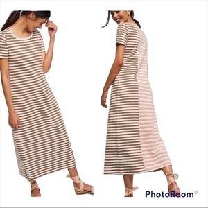 SATURDAY SUNDAY ANTHROPOLOGIE Faith Striped Short Sleeve Maxi T Shirt Dress XXS